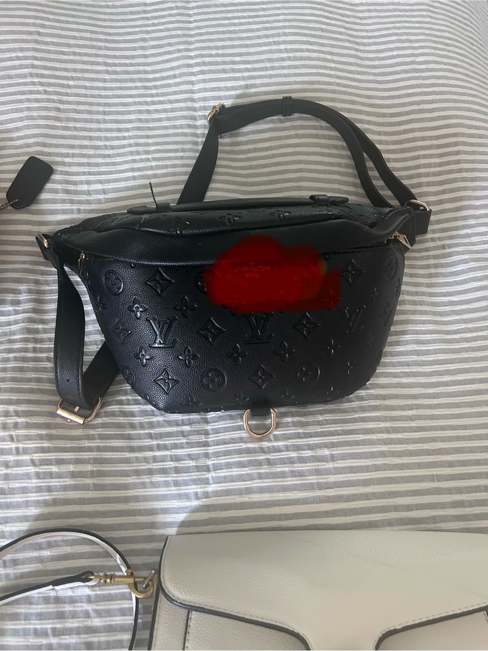 Designer inspired Black Monogram Leather Belt Bag